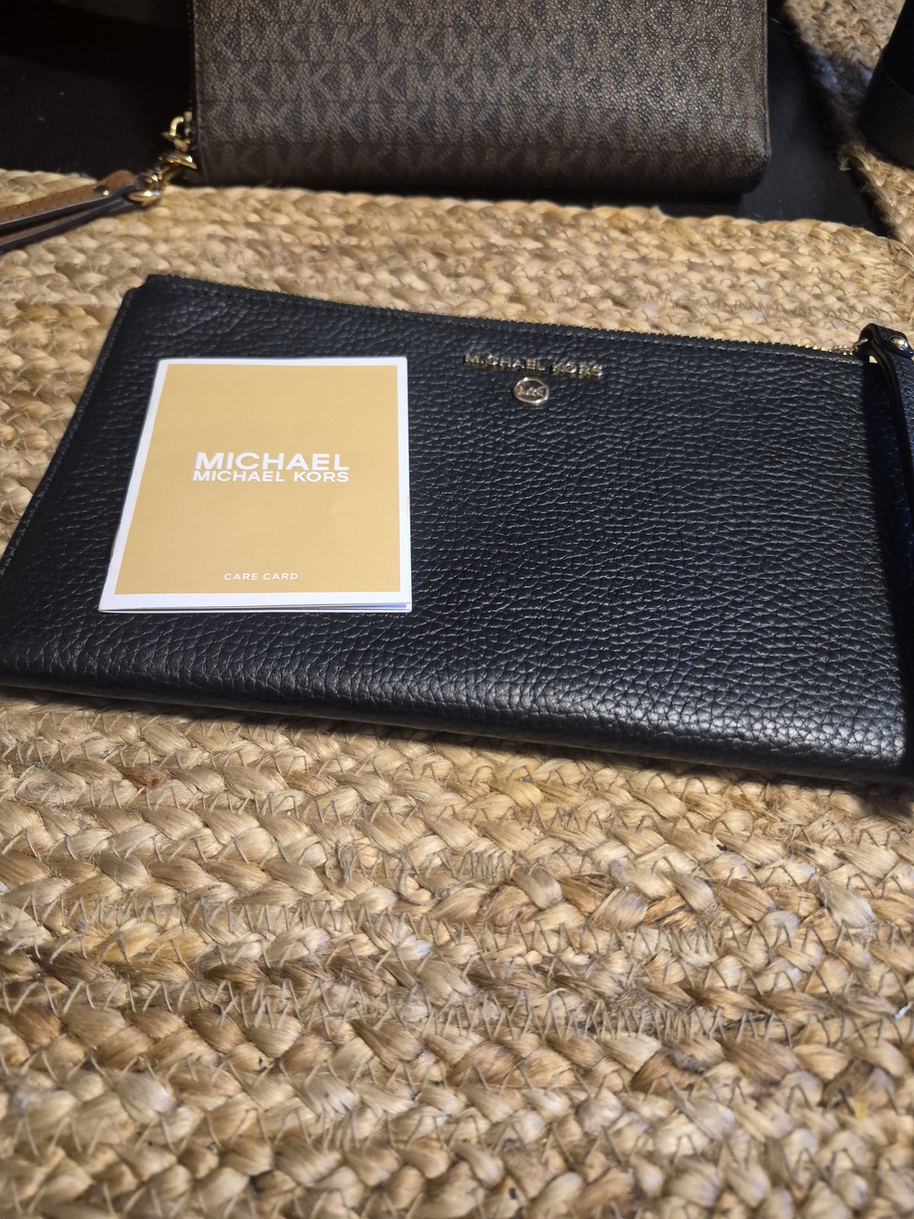 Michael Kors Black Leather Wristlet Wallet